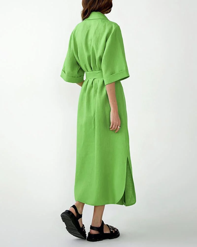 Sleek Lapel A-Line Dress