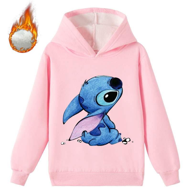 Mayoulove Stitch Fleece Hoodie - Soft and Warm Children's Sweatshirt for Disney Fans of All Ages-Mayoulove