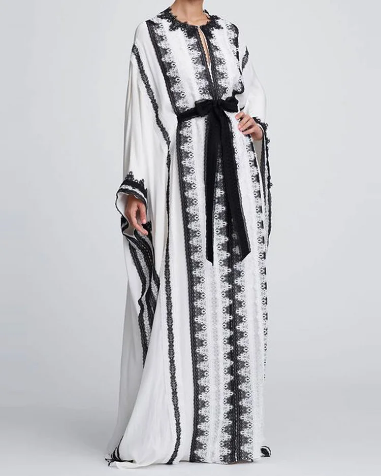 Kaftan maxi dress contrast color