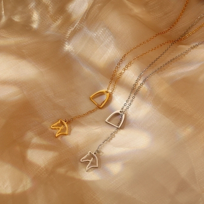 304 Stainless Steel 18K Gold Plated IG Style Classic Style Commute Plating Animal Heart Shape Feather Pendant Necklace