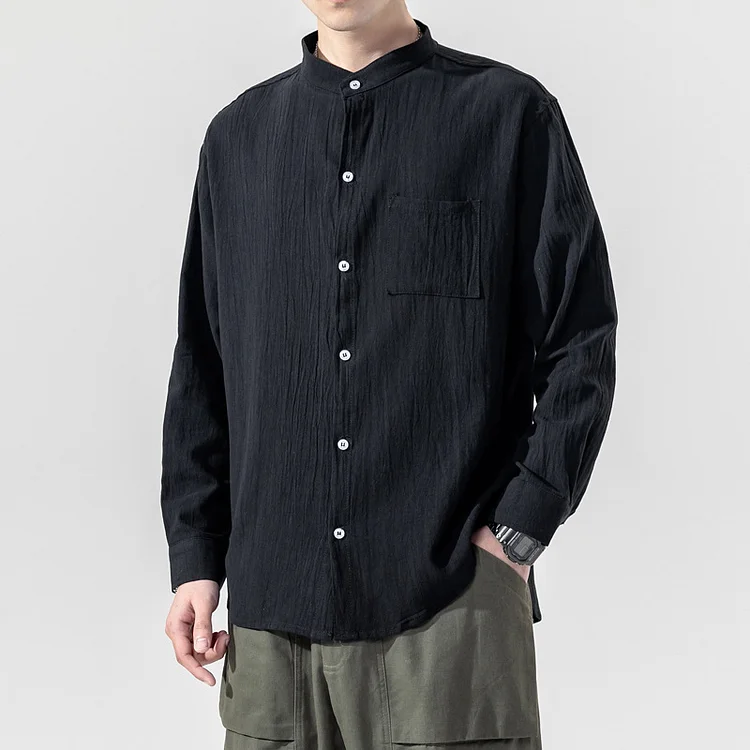 Men's Vintage Button Pocket Cotton Linen Classics Shirt