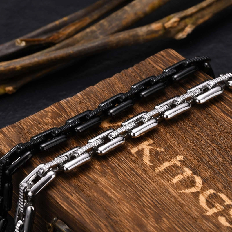 Casual Hip-Hop Solid Color Stainless Steel Polishing Men’s Bracelets Men Chain Bracelets