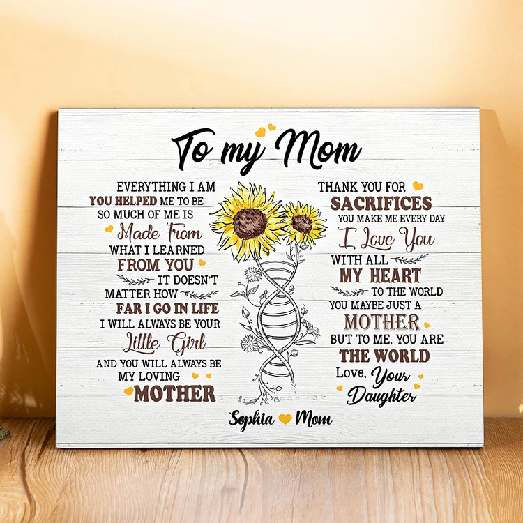 To My Mom Sunflowers Picture Board Keepsake Wood Signs Photo Frame