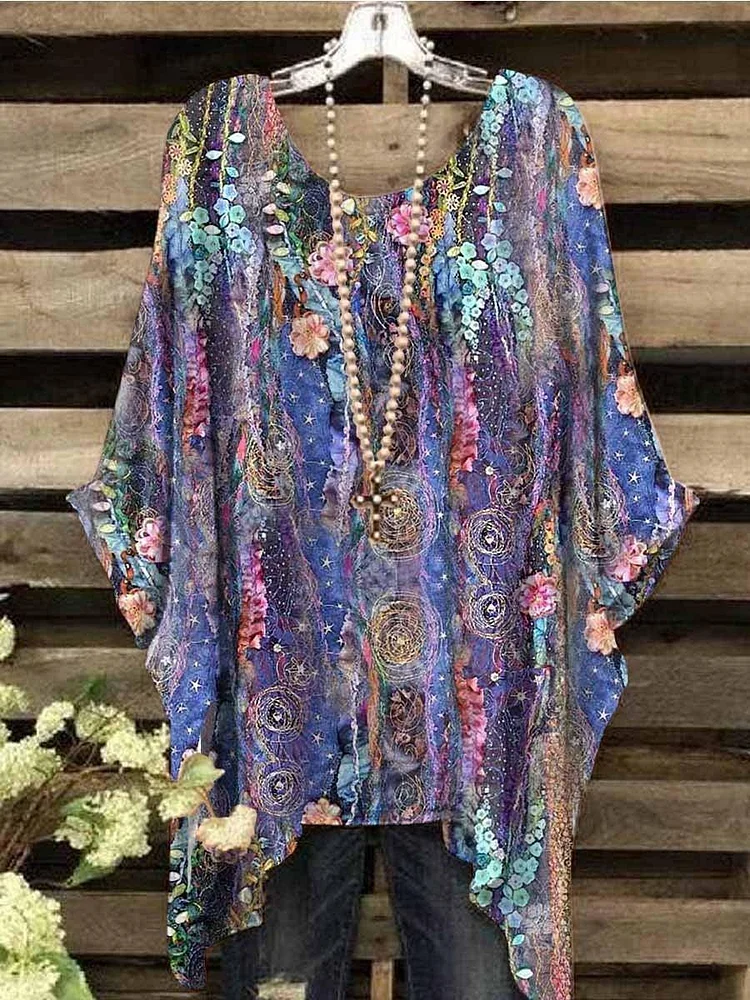 Women's Floral Print Casual Vintage Top
