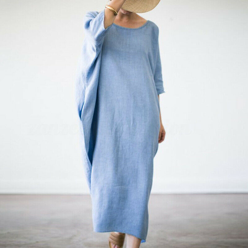 Loose Bat Cotton Linen Increased Thickening and Fattening Dress