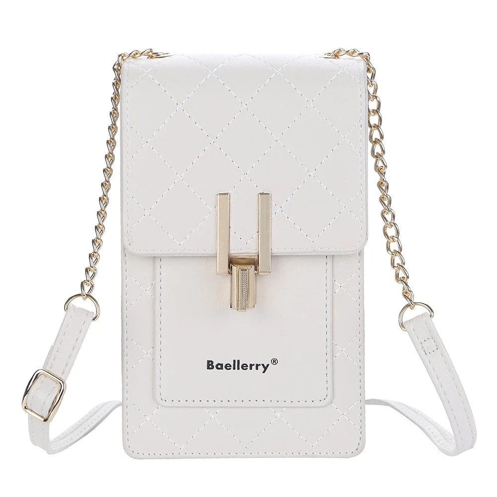 Women Single Shoulder Chain Bags Casual Pure Color Messenger Purse Ladies Large Capacity Mobile Phone Pocket Female Leather Bag