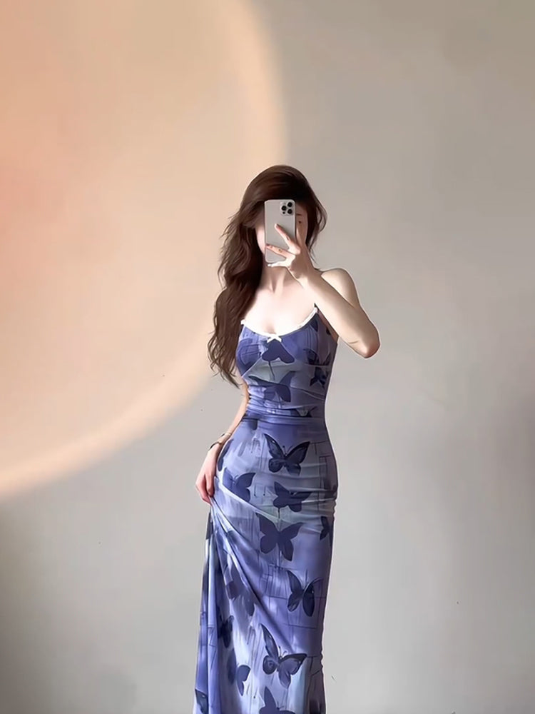 Aiertu - Sexy Sheath Spaghetti Straps Women's Beach Dress Vacation Dresses Birthday Dress With Butterfly HOT1235 Aiertu