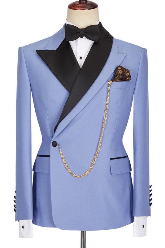 Popular Peaked Lapel Blue Business Prom Suit For Guys With Best Fited | Ballbellas Ballbellas