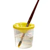Spill Proof Paint Cups with Colored Lids Paint Brush Cleaner Cup Reusable for Artist Watercolor Painting Art Crafts Supplies (1Pcs Yellow)