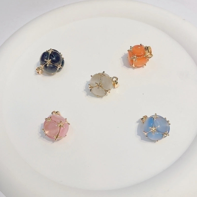 Minimalist Round Natural Stone Copper Charms Jewelry Accessories