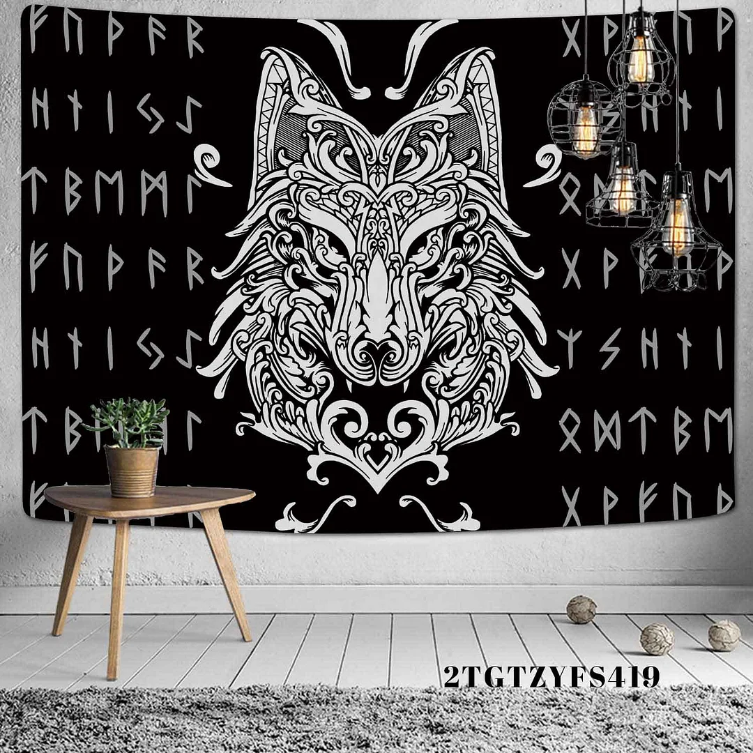 Mysterious Symbol Viking Tapestry Home Decor Bohemian Psychedelic Scene Yoga Mat Hippie Sheet Sofa Blanket Dragon Skull Tapestry