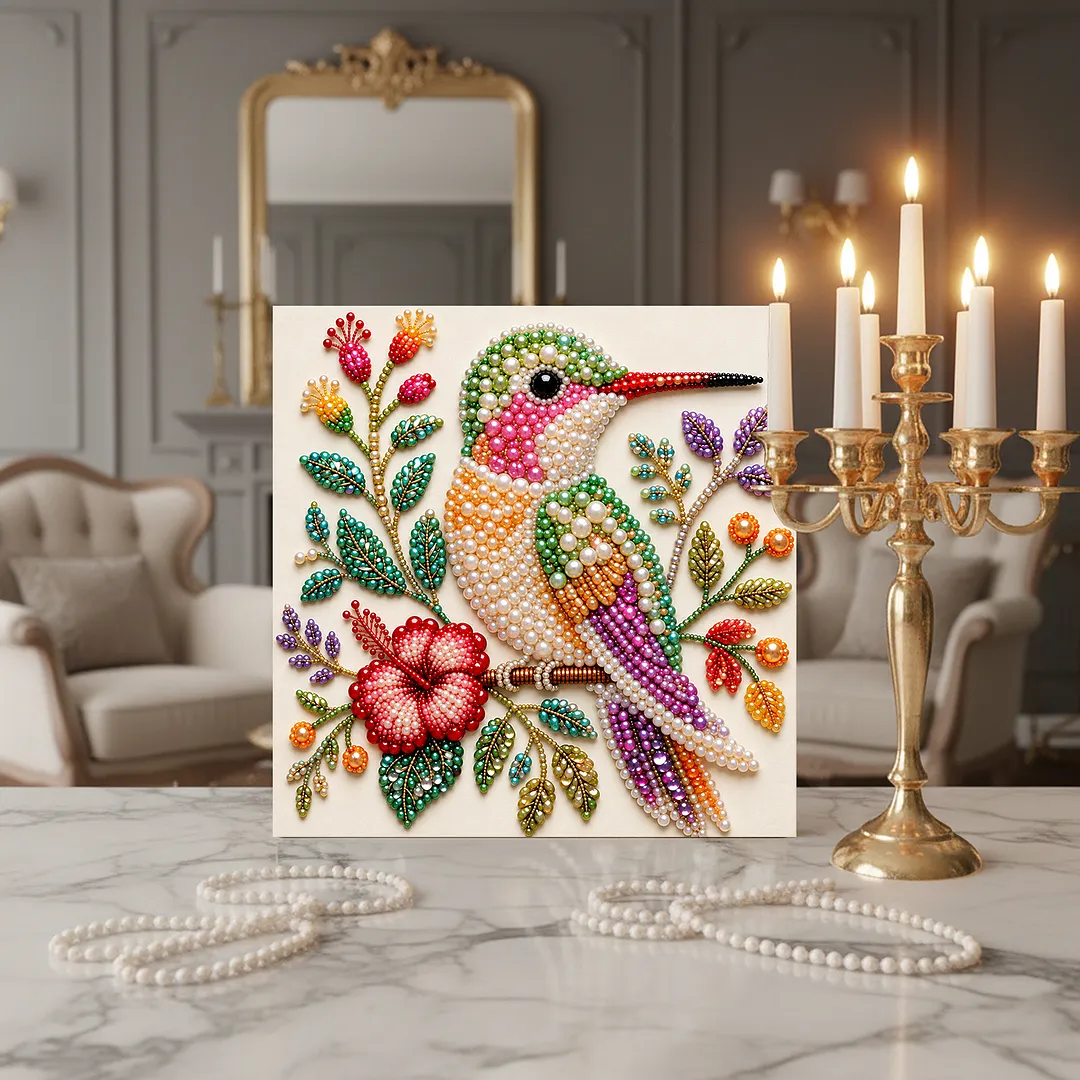 Framed Pearl Painting Kit Hummingbird 7.87x7.87in