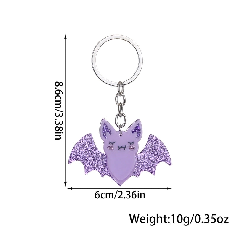 Cute Minimalist Bat Arylic Halloween Bag Pendant Keychain