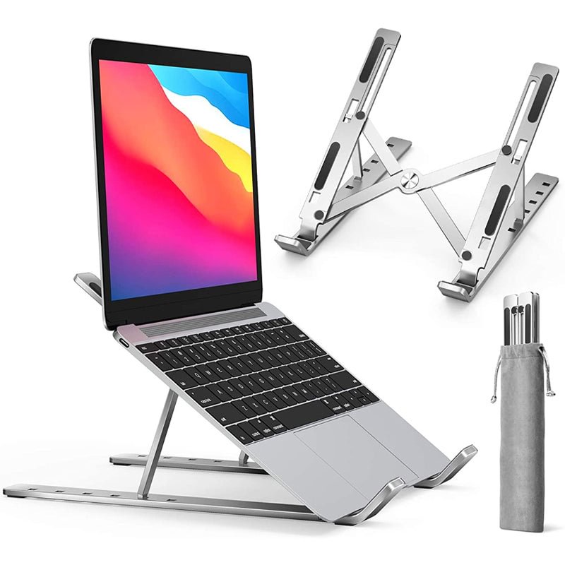 Folding Adjustable Aluminium Laptop Stand + FREE POUCH