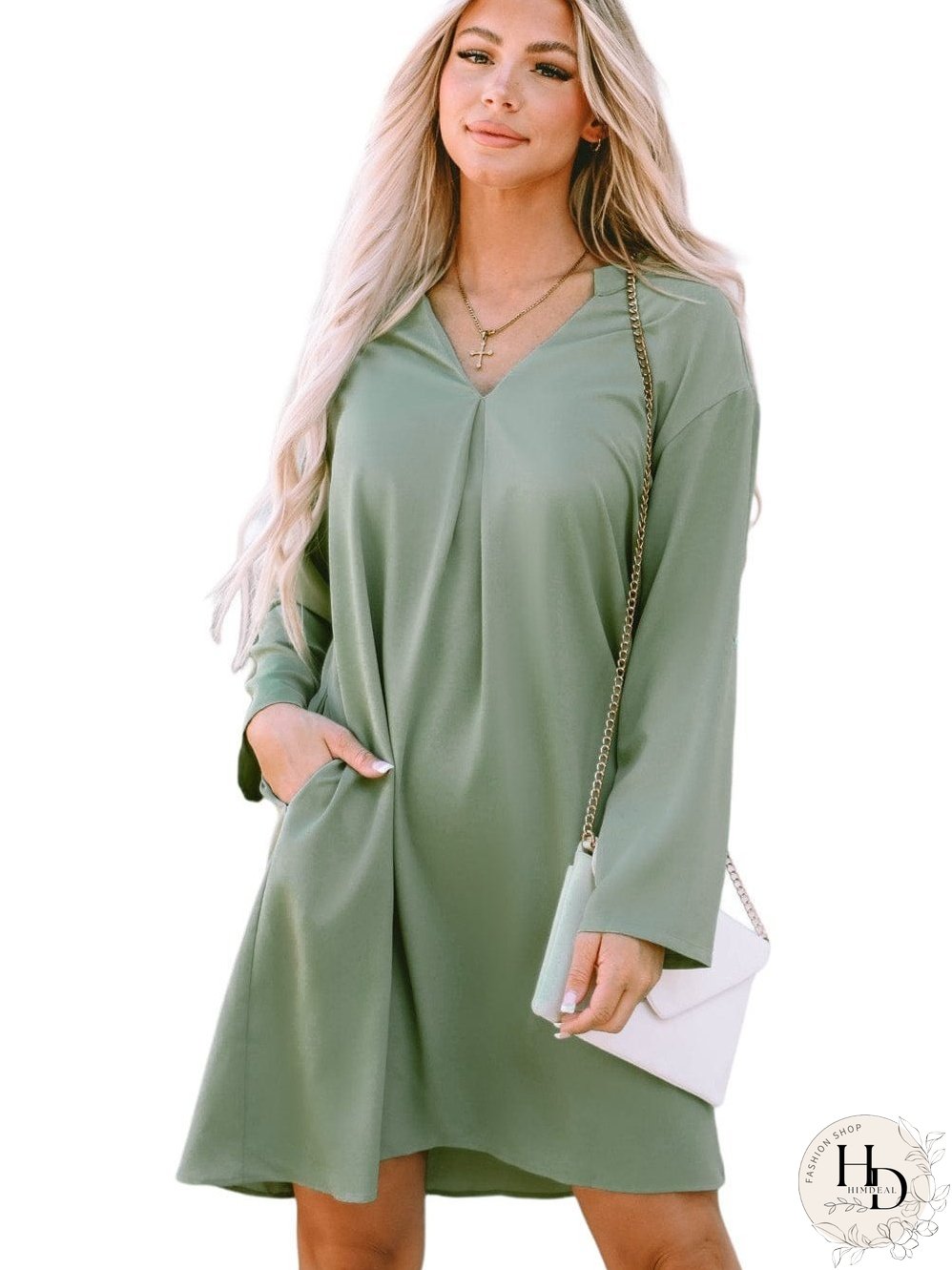 Solid Color V Neck Shirt for Women