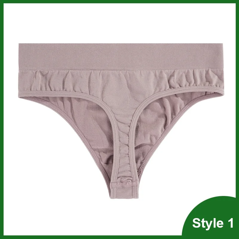Sexy Thongs Panties Women G-String Female Underpants Solid Color Comfortable T-back Female High-Rise Wide Side Thong 1/2PCS