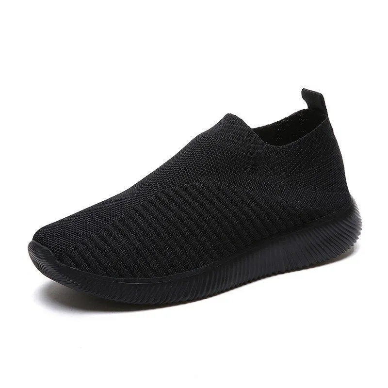 Fashion Light Walking Shoes For Men Weave Slip-on Sneakers Lace Up Breathable Casual Sock No-slip Male Confort Mesh Sport Shoes
