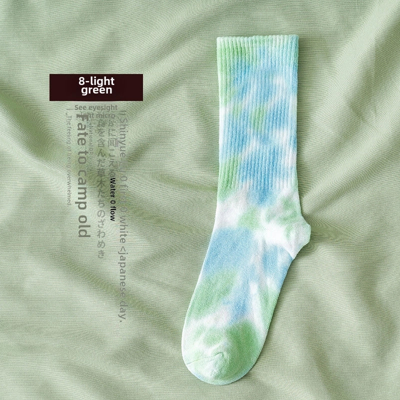 Tie-dyed Mid-tube Cotton Socks Street Trendy Socks Socks Women’s Gradient Fashion Sports Personality Tide