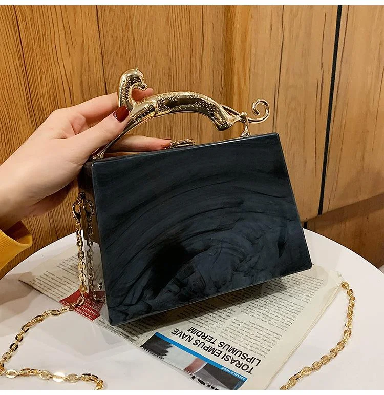 Pongl Acrylic Women Handbag With Metal Portable Designer Small Shoulder Bag Ins Chains Crossbody Bags For Women Hot Evening Bag