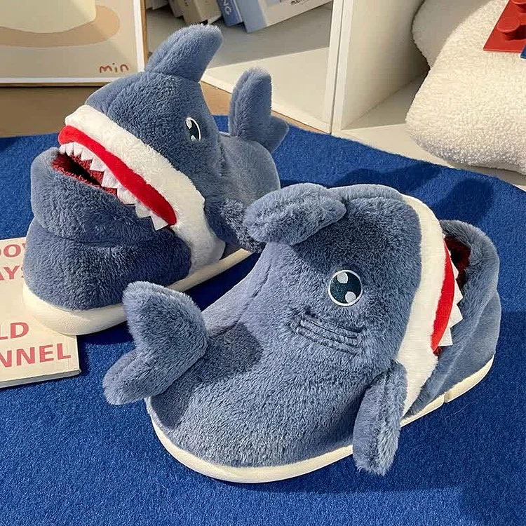Cute Cartoon Shark Plush Slippers - Modakawa Modakawa