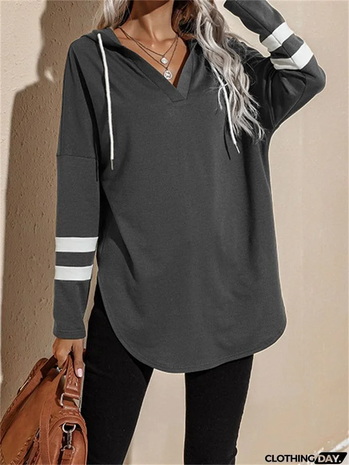 Cozy Spring Fall Thin V Neck Hoodies for Ladies