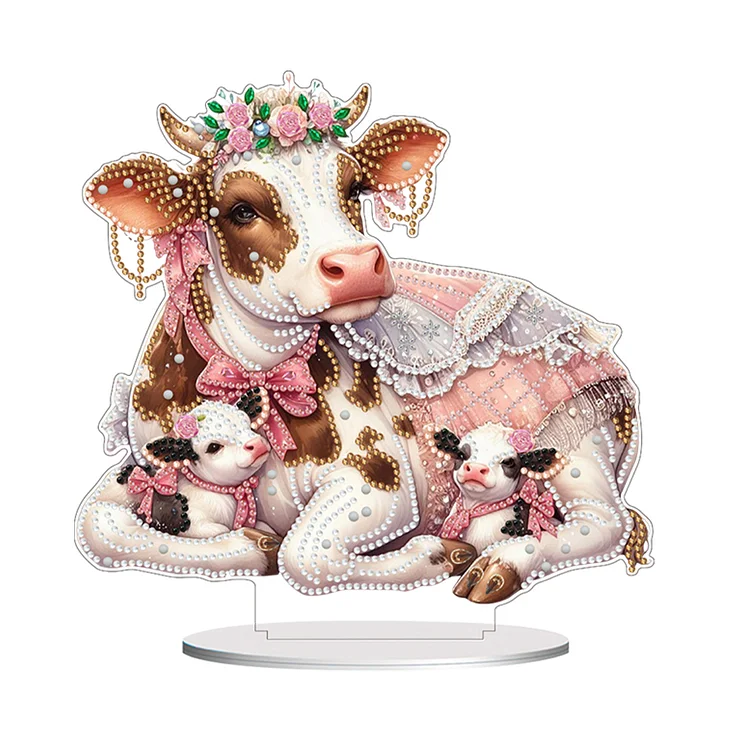 Double Side Special Shaped Cartoon Milk Cow Diamond Painting Desktop Decoration gbfke