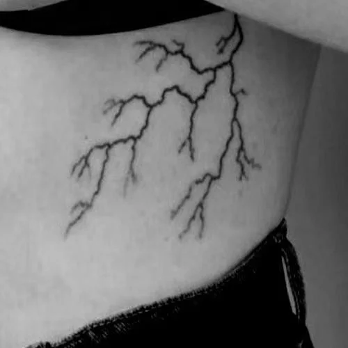 Red Bloodline Lightning Temporary Tattoo Stickers Female Dark Waterproof Black Cool Personality Art Fake Tattoo Waist Arm Tattoo