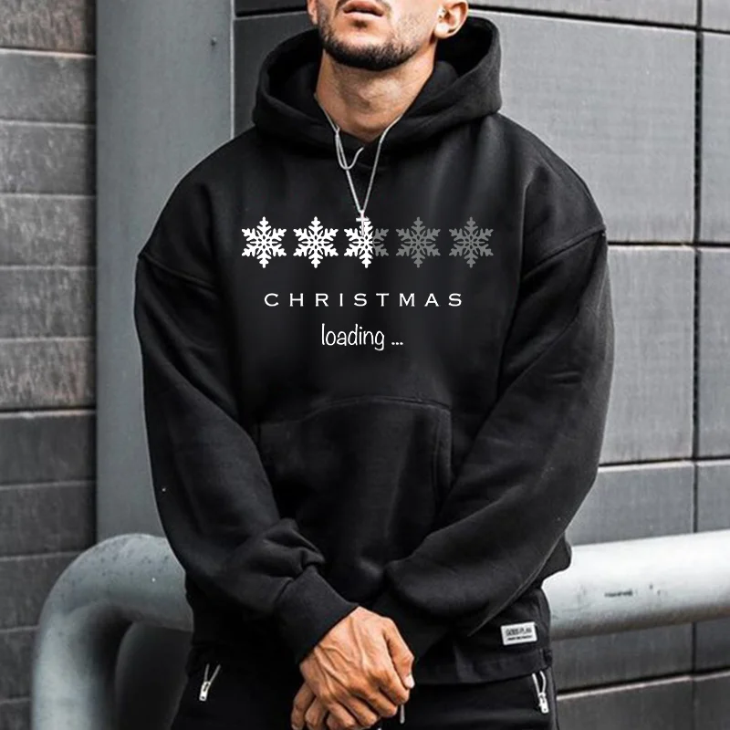 Christmas Loading Snowflake Printed Men’s Hoodie
