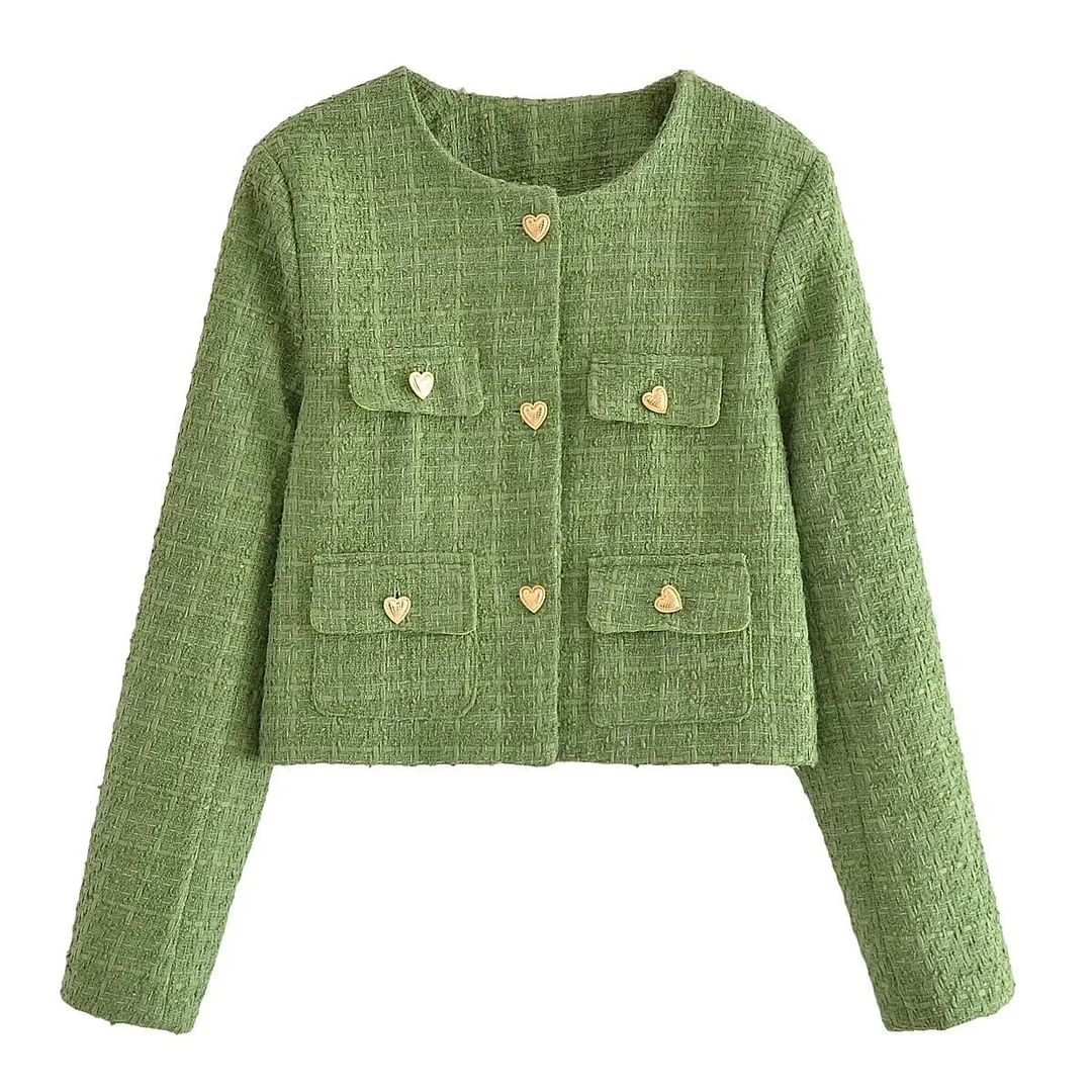 Zingj 2025 New Double Pocket Rough Jacket Jacket Mini Skirt Suit E52685