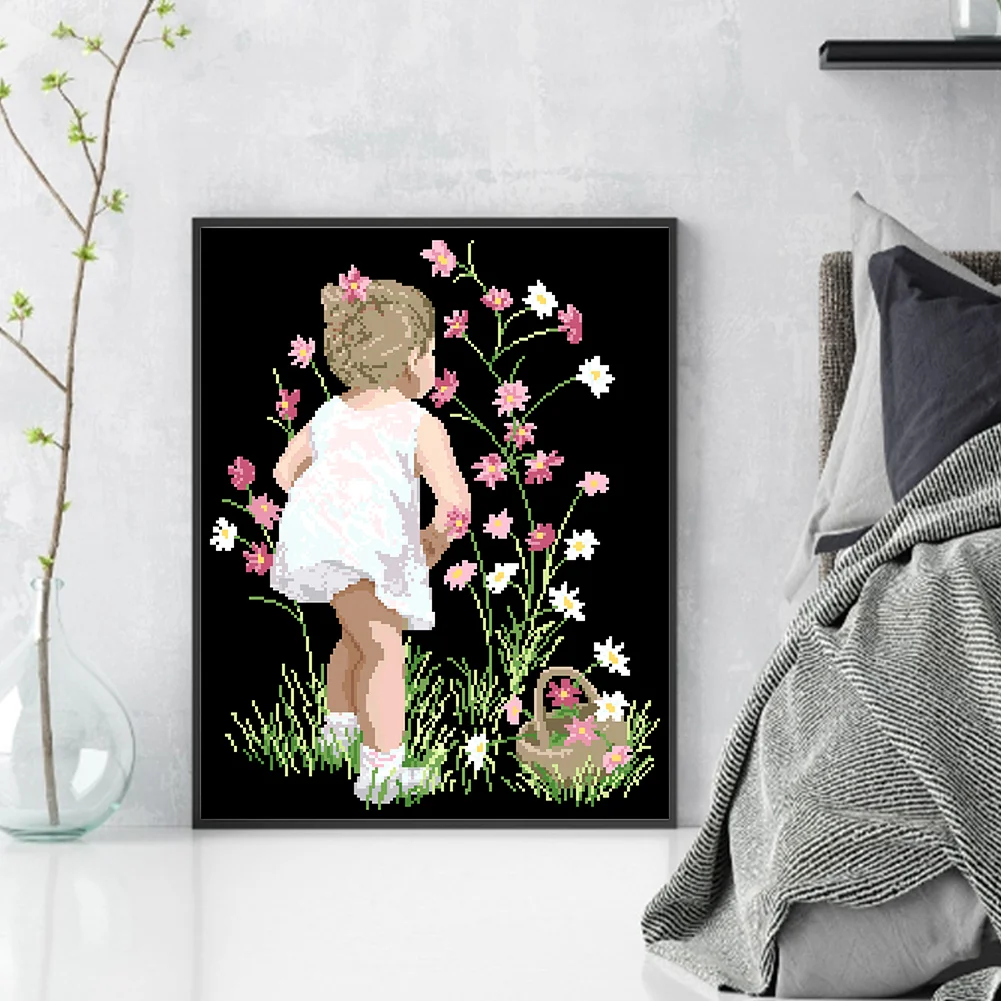 9CT Full Stamped Cross Stitch Bead Embroidery- Girl(Canvas|40*54CM)