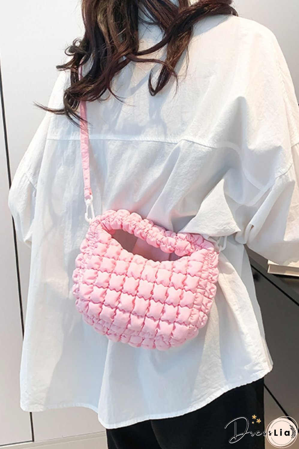 Quilted Puffy Removable Strap Crossbody Bag