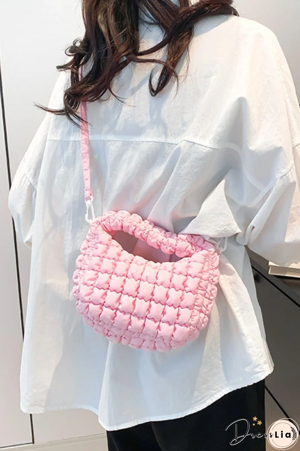 Quilted Puffy Removable Strap Crossbody Bag
