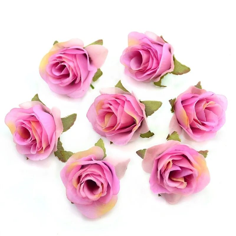 10pcs/lot 3.5cm Silk Artificial Rose Flower Head Scrapbooking Ball For Wedding Decoration Scrapbooking Wreath Home Accessories