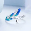 Sterling Silver Feather Ring with Shining Zircon