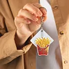 6Pcs DIY Diamond Painting Hamburger Keychain