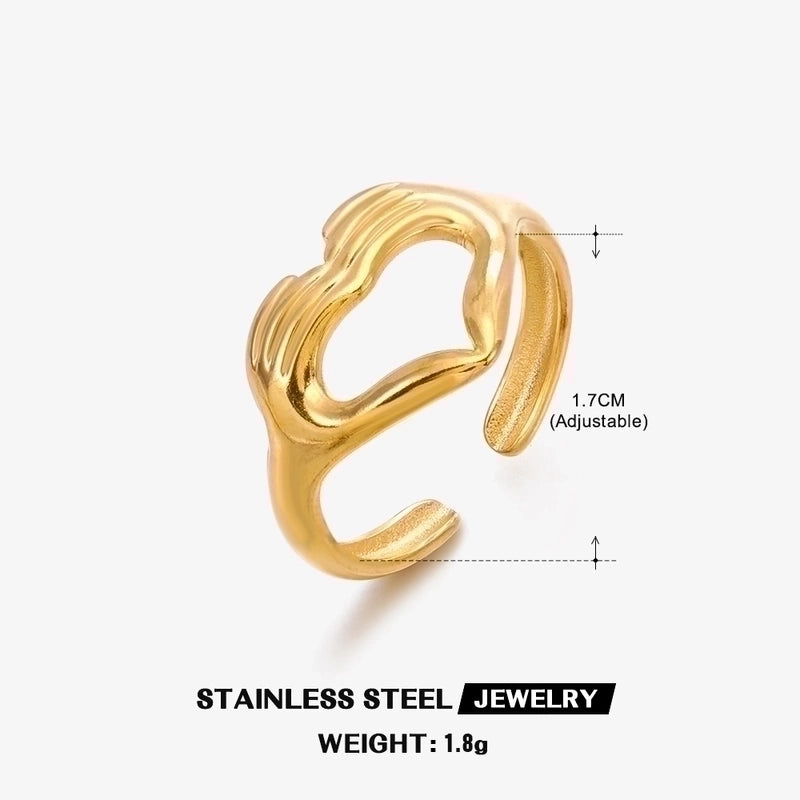 304 Stainless Steel 18K Gold Plated IG Style Plating Heart Shape Open Ring