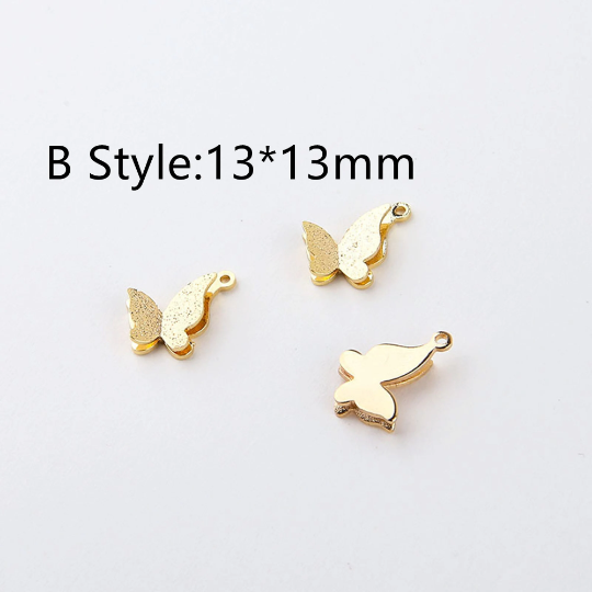 3 Style Gold Butterfly Connect Pendant Copper Charm ,Animal Double Buttterfly charm Beads for Keychain Earring Necklace Diy Jewelry