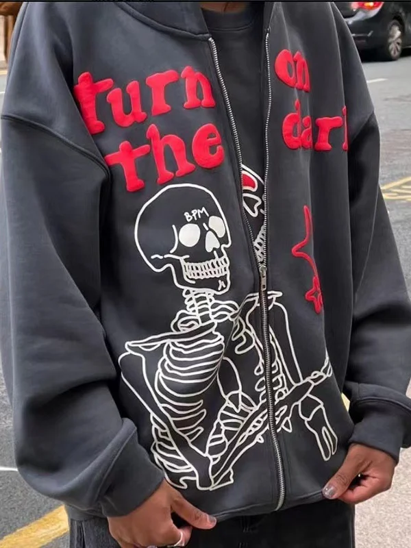 Graphic Skull Zip Up Jacket