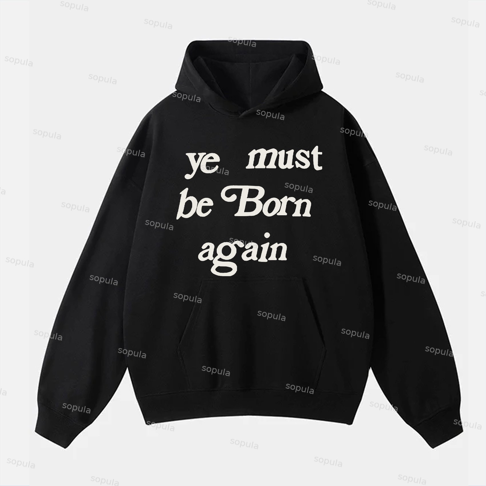 Men's Ye Must Be Born Again Graphic Printed Pocket Hoodie - Sopula｜Premium Graphic Tees & Graphic Clothing