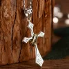 Elegant Cross Pendant Necklace With Gold Inlay by Inlyline