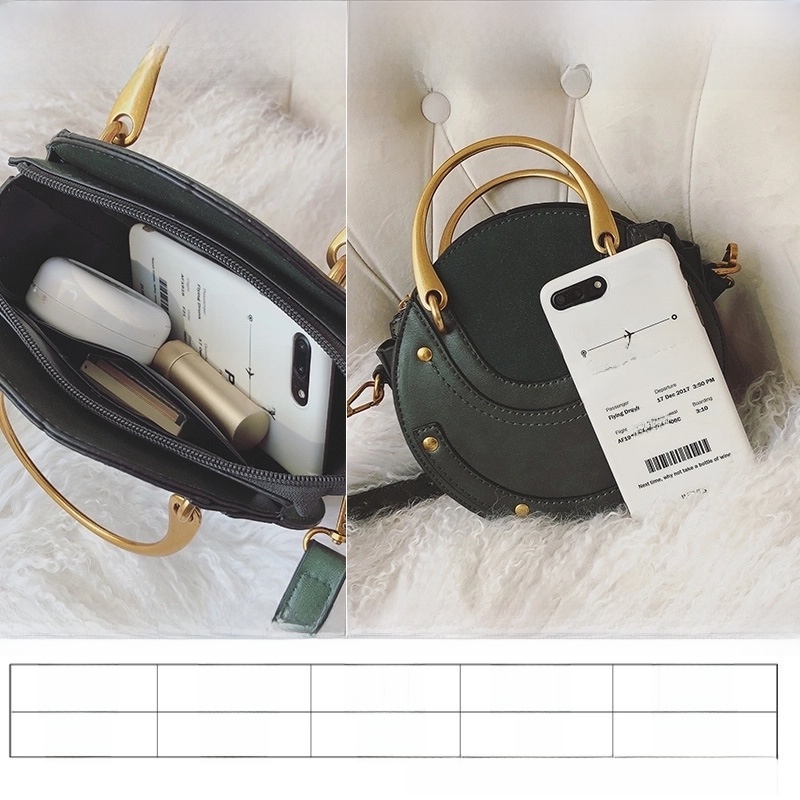 Women's Small Pu Leather Solid Color Vintage Style Round Zipper Crossbody Bag4