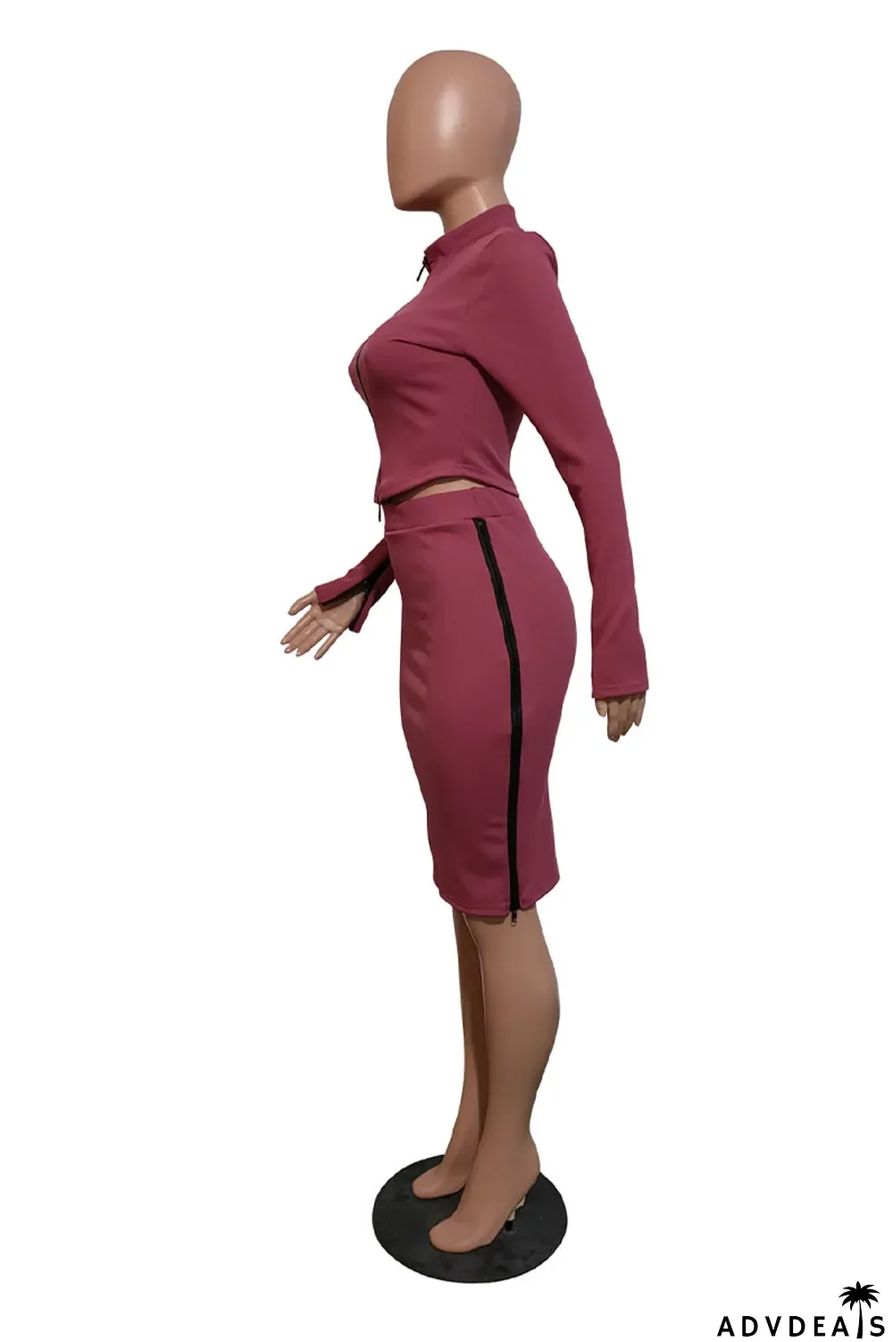 Beige Casual Solid Chains V Neck Long Sleeve Regular Sleeve Two Pieces