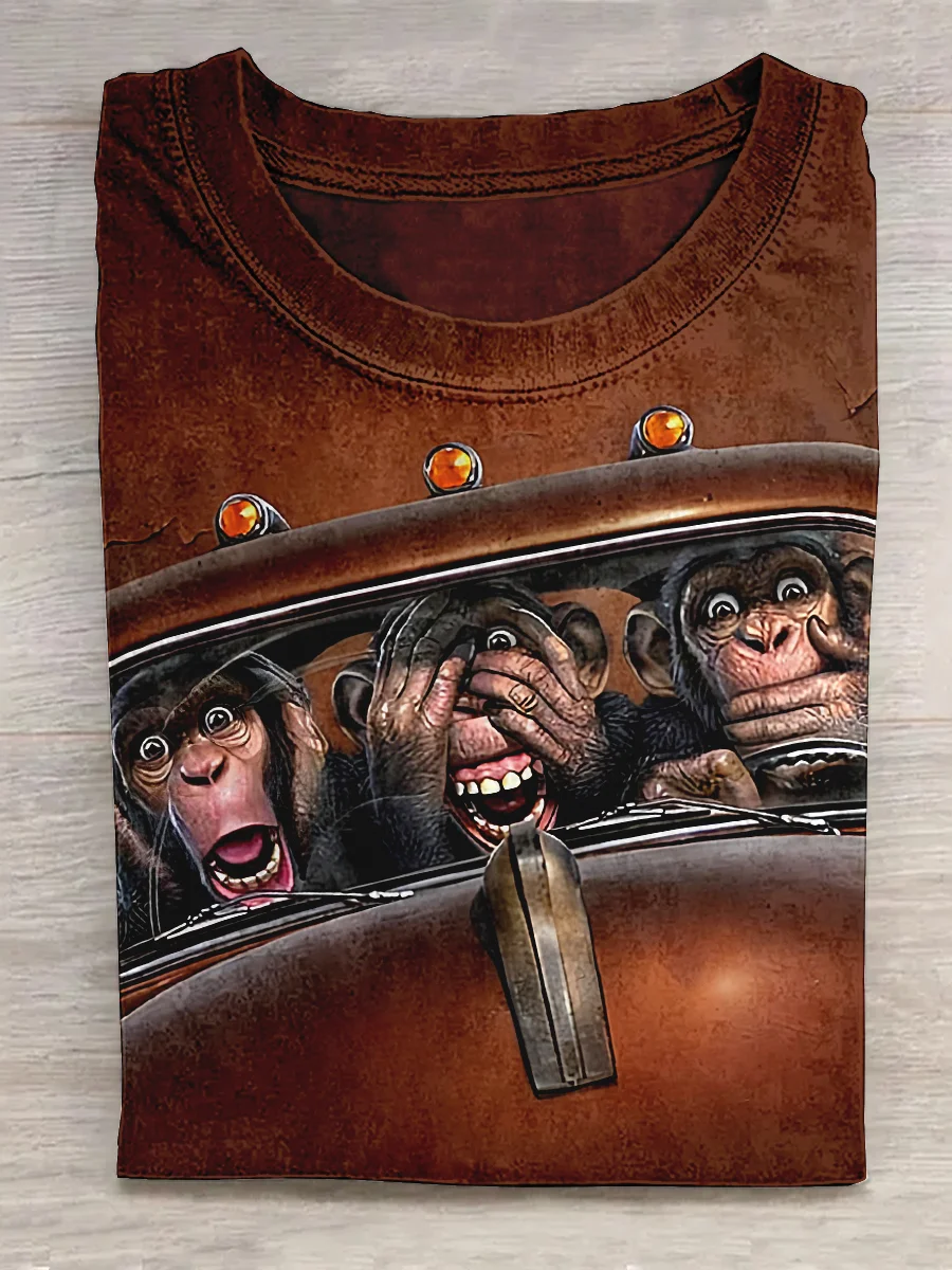 Three Gorillas Driving A Car T-shirt Eagerlys
