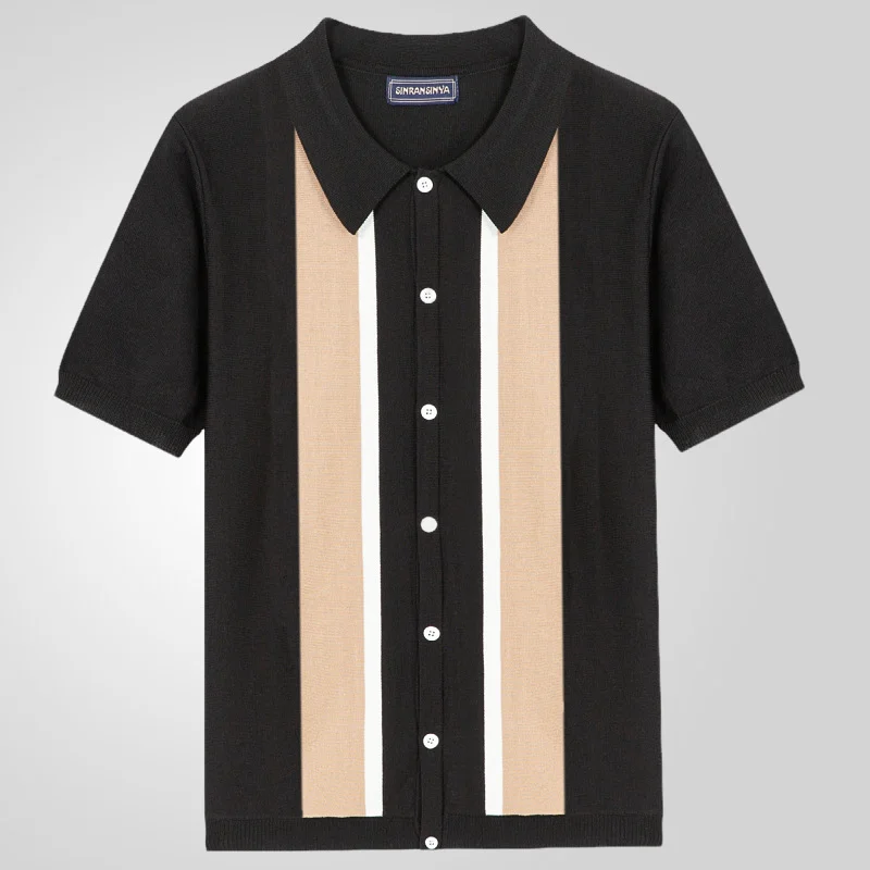 Uveng Uveng Men's Wear Clip-Colored T-Shirt Single-Dcupy Knitted Short-Sleeved POLO Shirt SY0094