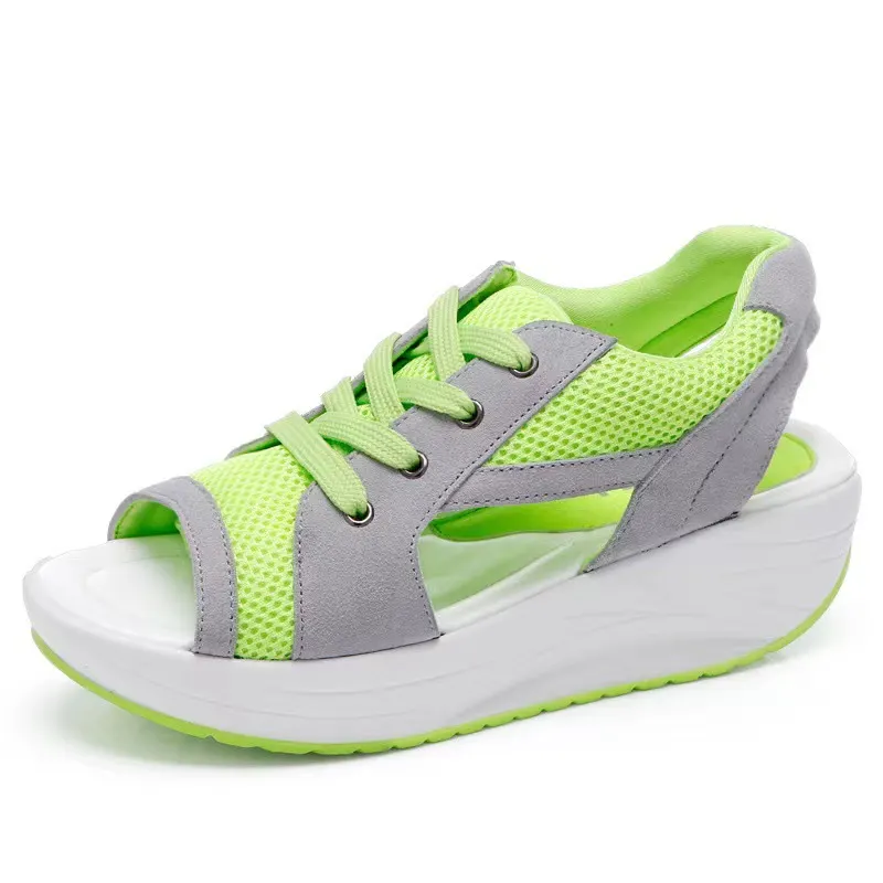 Breakj Breakj Large Summer New Rocking Women's Sandals Pine Cake Thick Soles With Sandals Beach Shoes 43 Yards