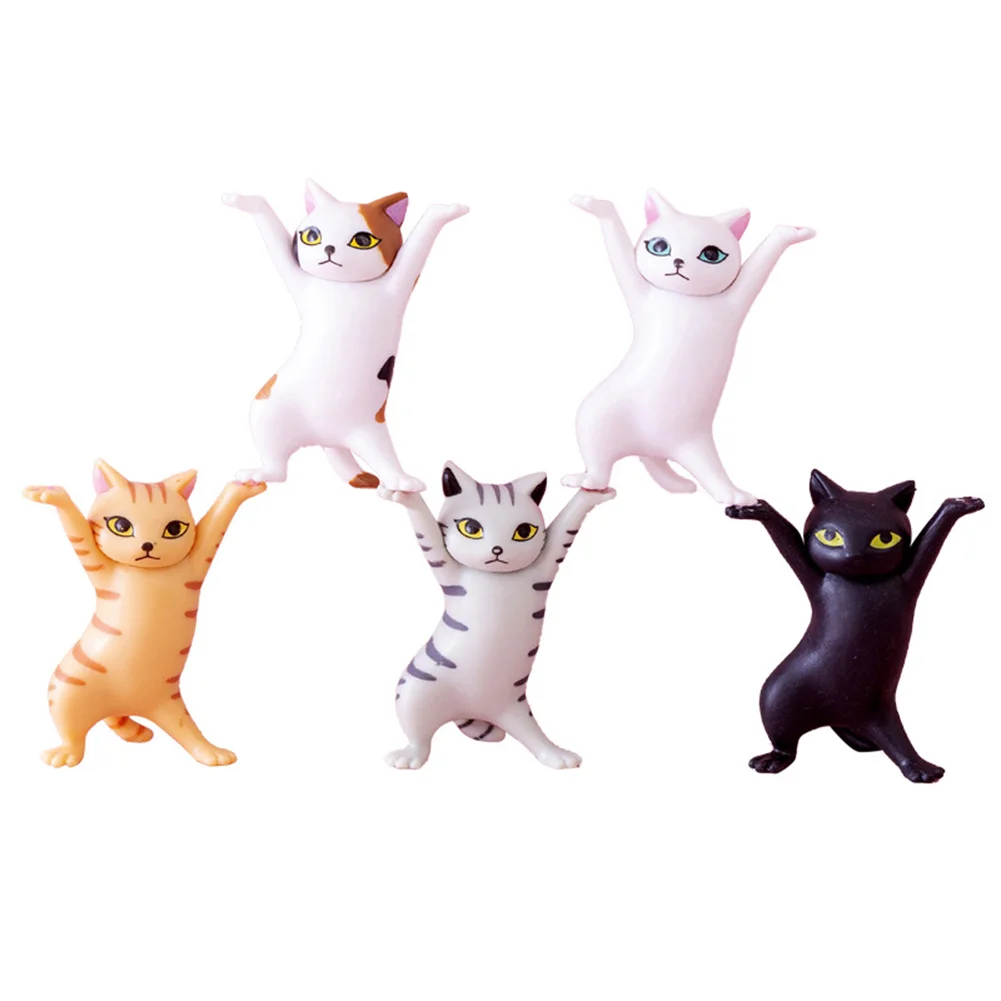 Cartoon Cat Pen Holder Resin Dancing Kitten Sculpture Office Home Decor