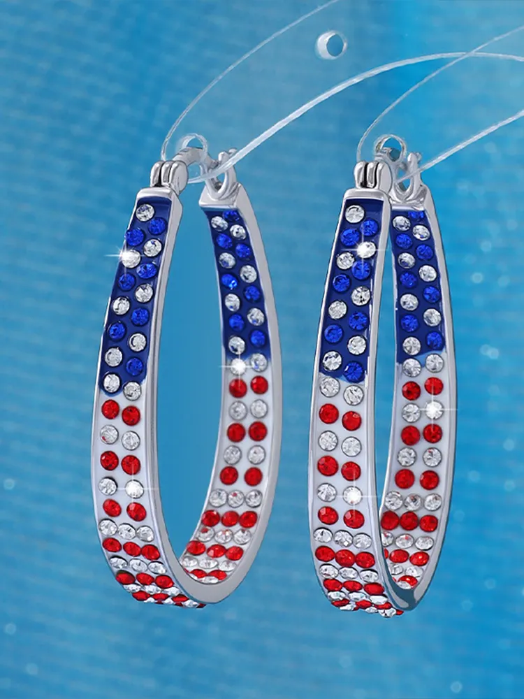 Independence Day Art Tricolor Diamond Shiny Minimalist Earrings