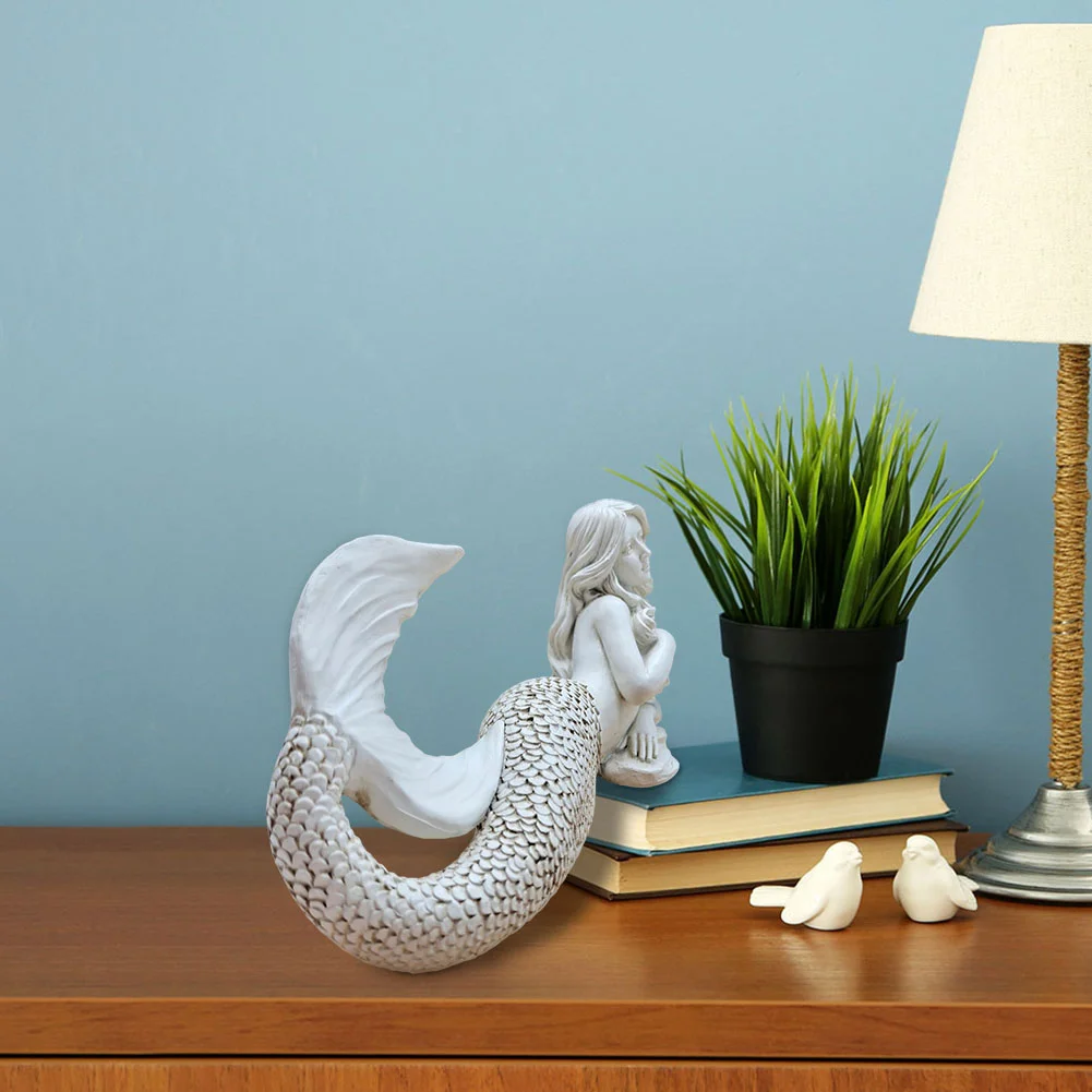 Resin Mermaid Figurine Statue Room Garden Office Master Gift Yard Decor