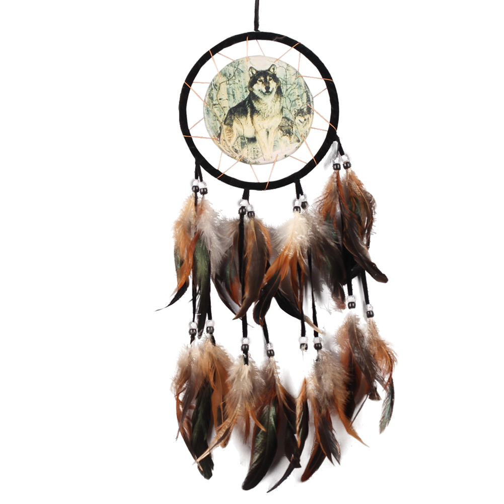 

Indian Style Handmade Beads Pendant Painting Wolf Totem Dream Catcher Gifts, 501 Original