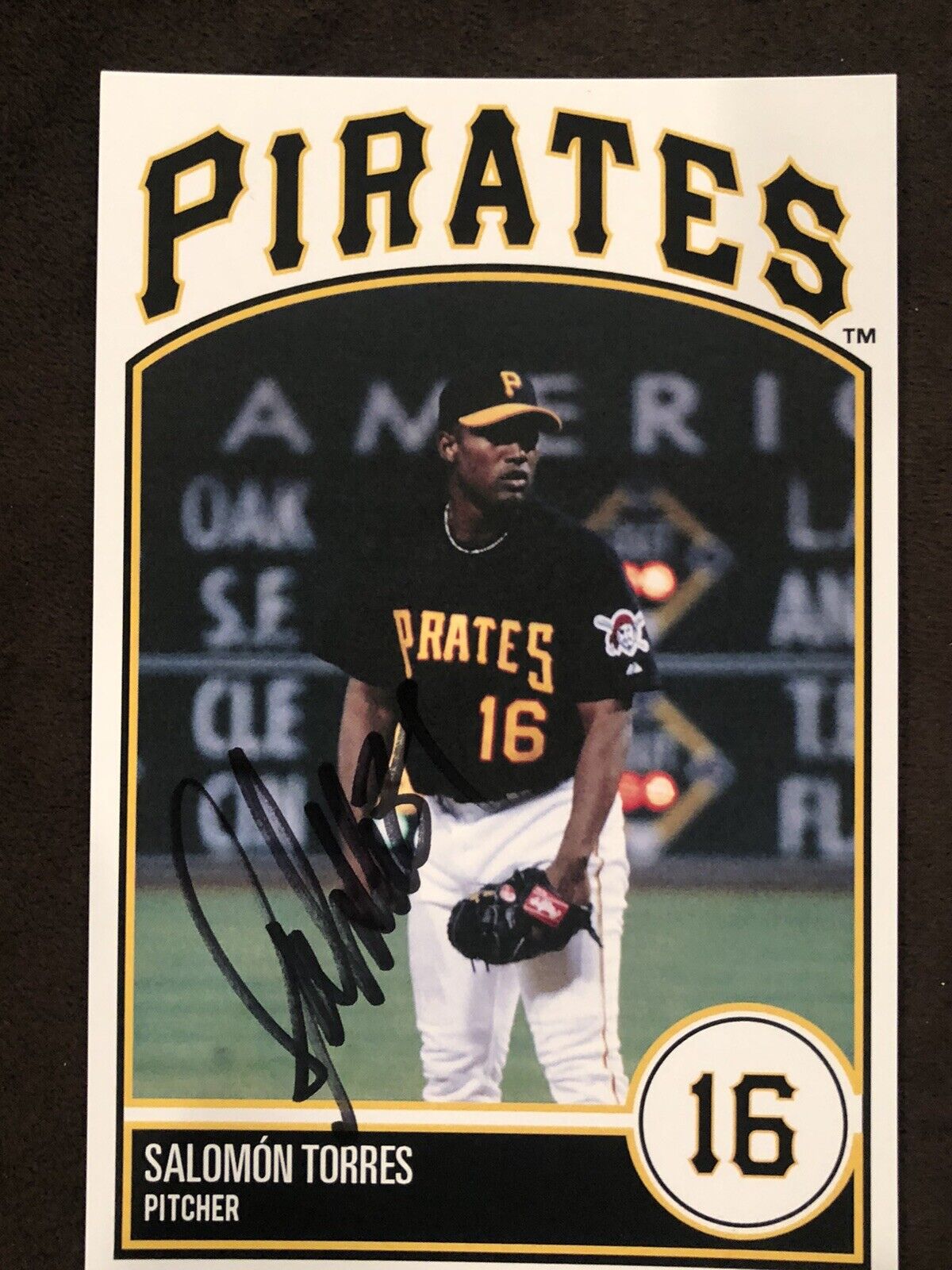 Salomón Torres SIGNED AUTOGRAPHED POSTCARD Pittsburgh PIRATES Photo Poster painting 4X6 Proof